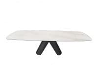 Pessola 180-280cm Extending White & Grey Vein Ceramic Dining Table