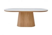 Venatro 200cm Beech & White Sintered Stone Oval Dining Table