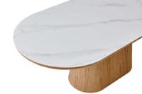 Venatro 200cm Beech & White Sintered Stone Oval Dining Table