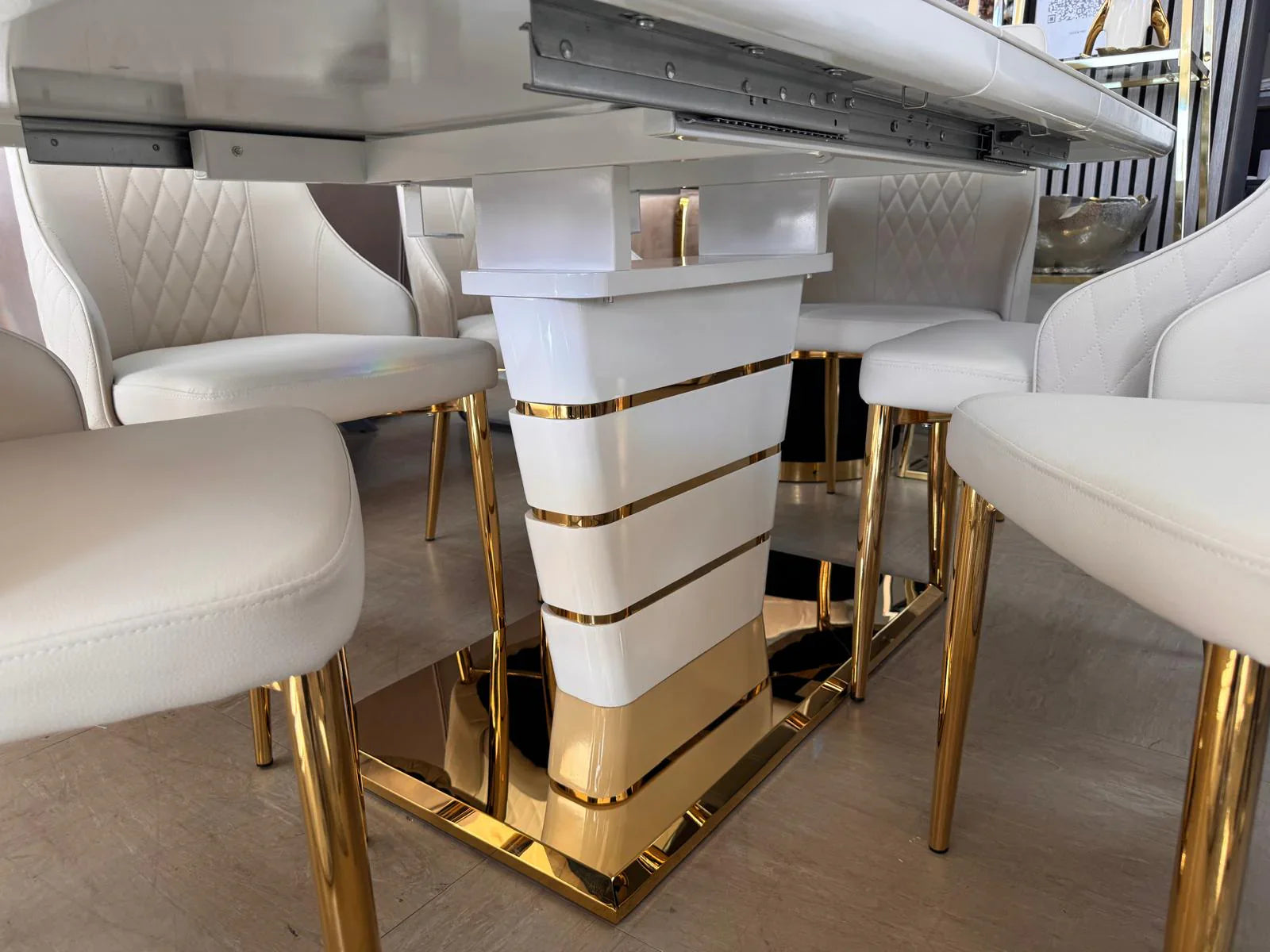 Camden Cappuccino & Gold Extendable Dining Table