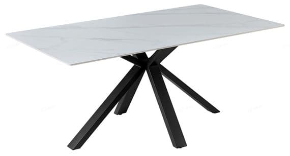 Milana 160cm White Sintered Stone Cross Leg Table