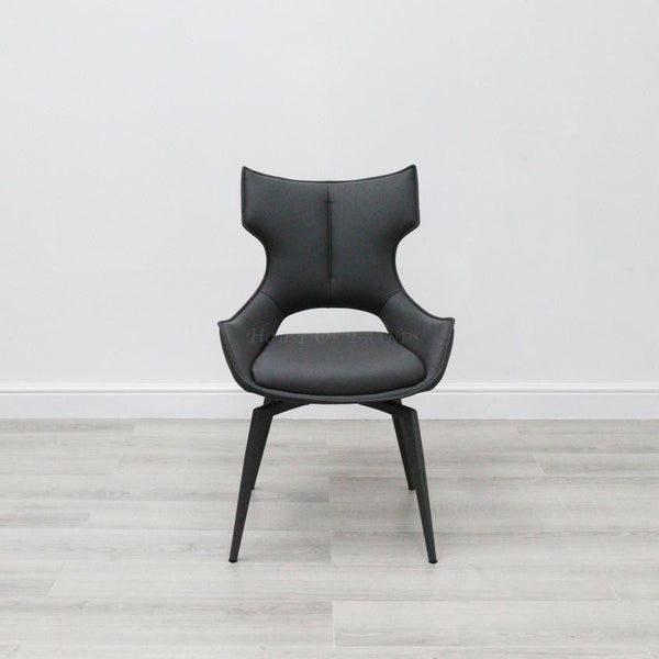 Grey Rafaello Swivel Leather Dining Chair