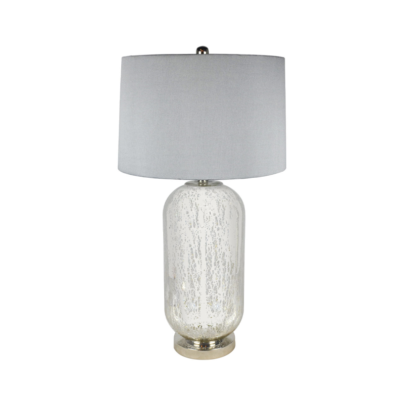 77.5cm Silver Mercury Glass Table Lamp with Grey Silk Shade