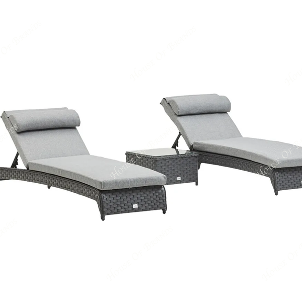 Rattan Grey Lounger Set