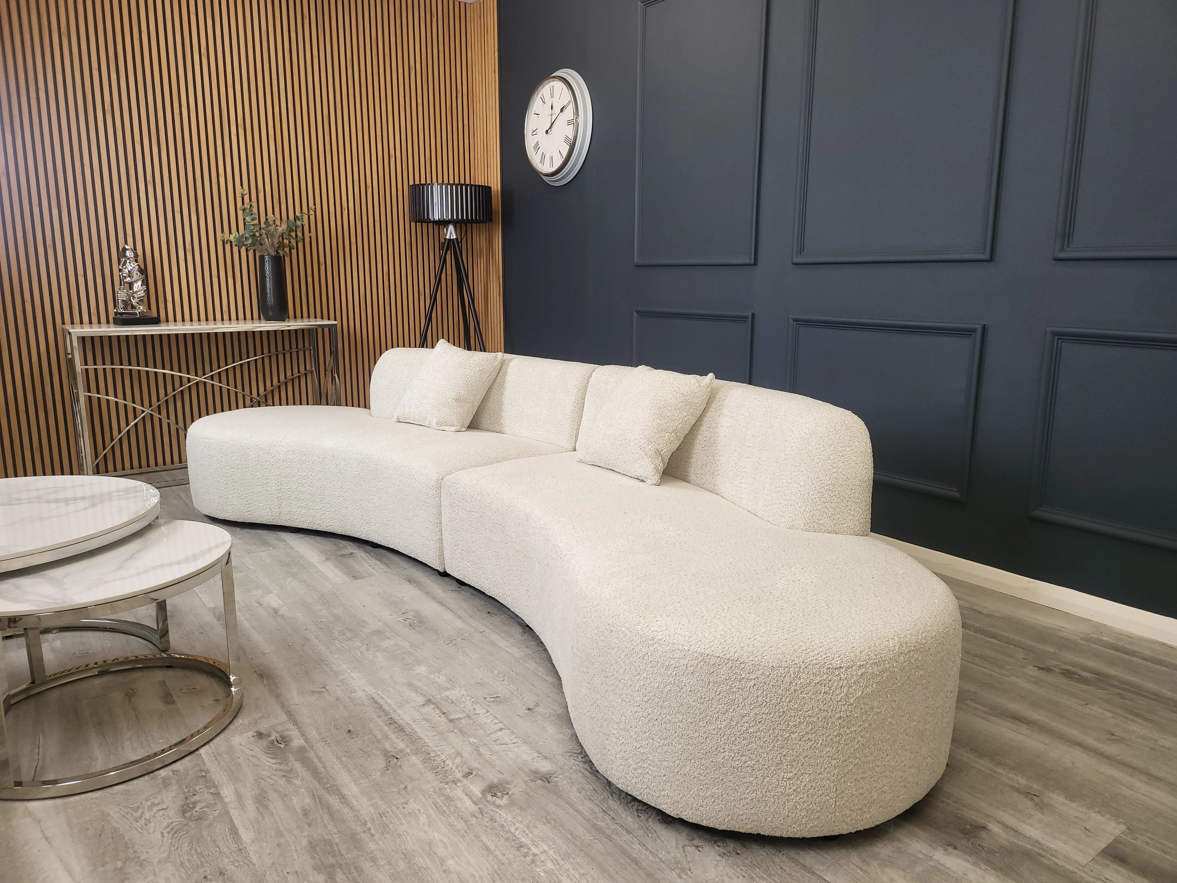 Oatmeal Miami Curved Cinema Boucle Sofa