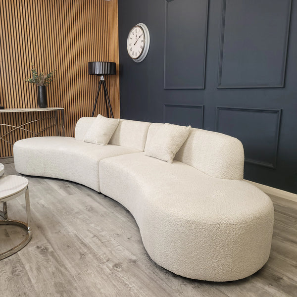Oatmeal Miami Curved Cinema Boucle Sofa