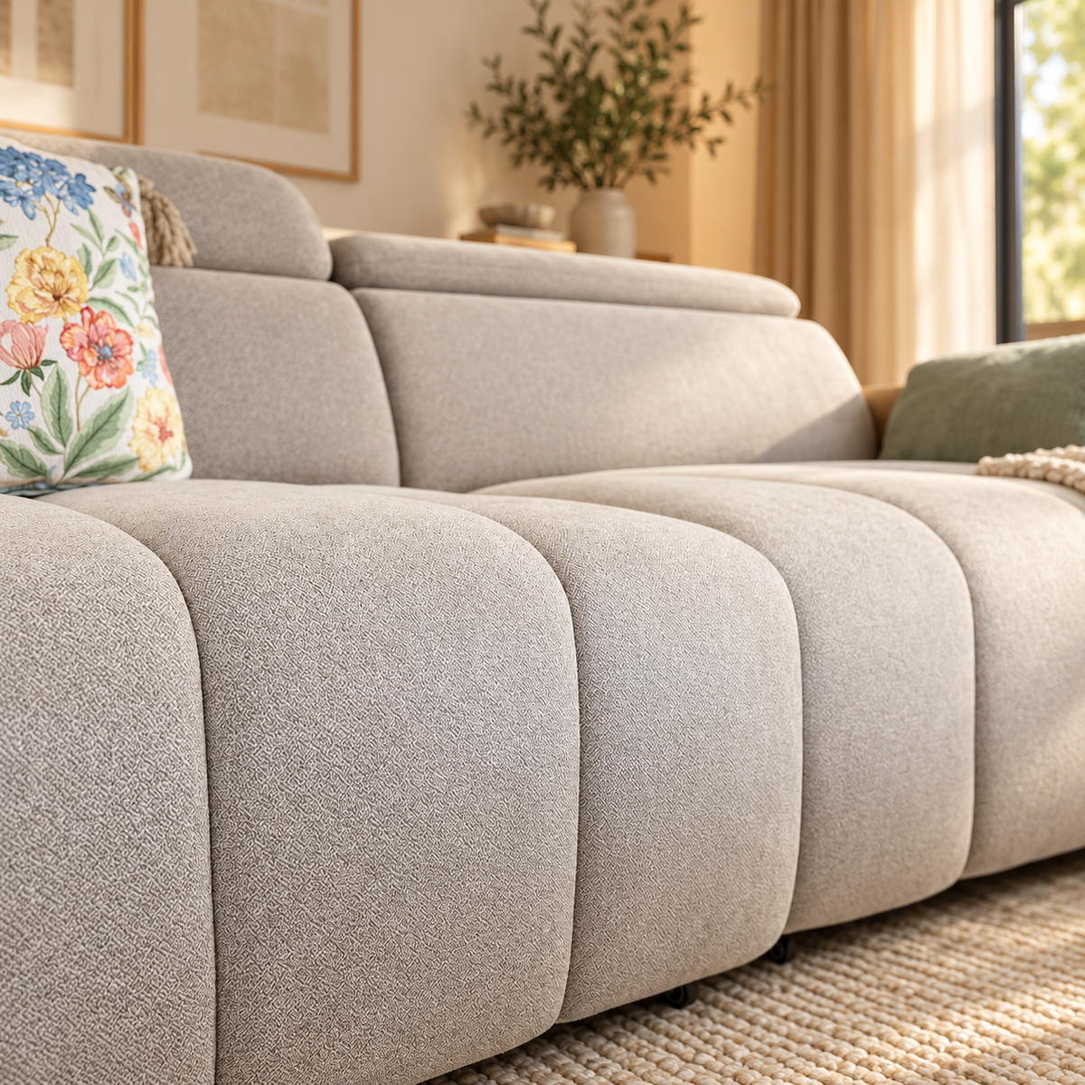 April Beige Electric Sofa Bed 3 Seater
