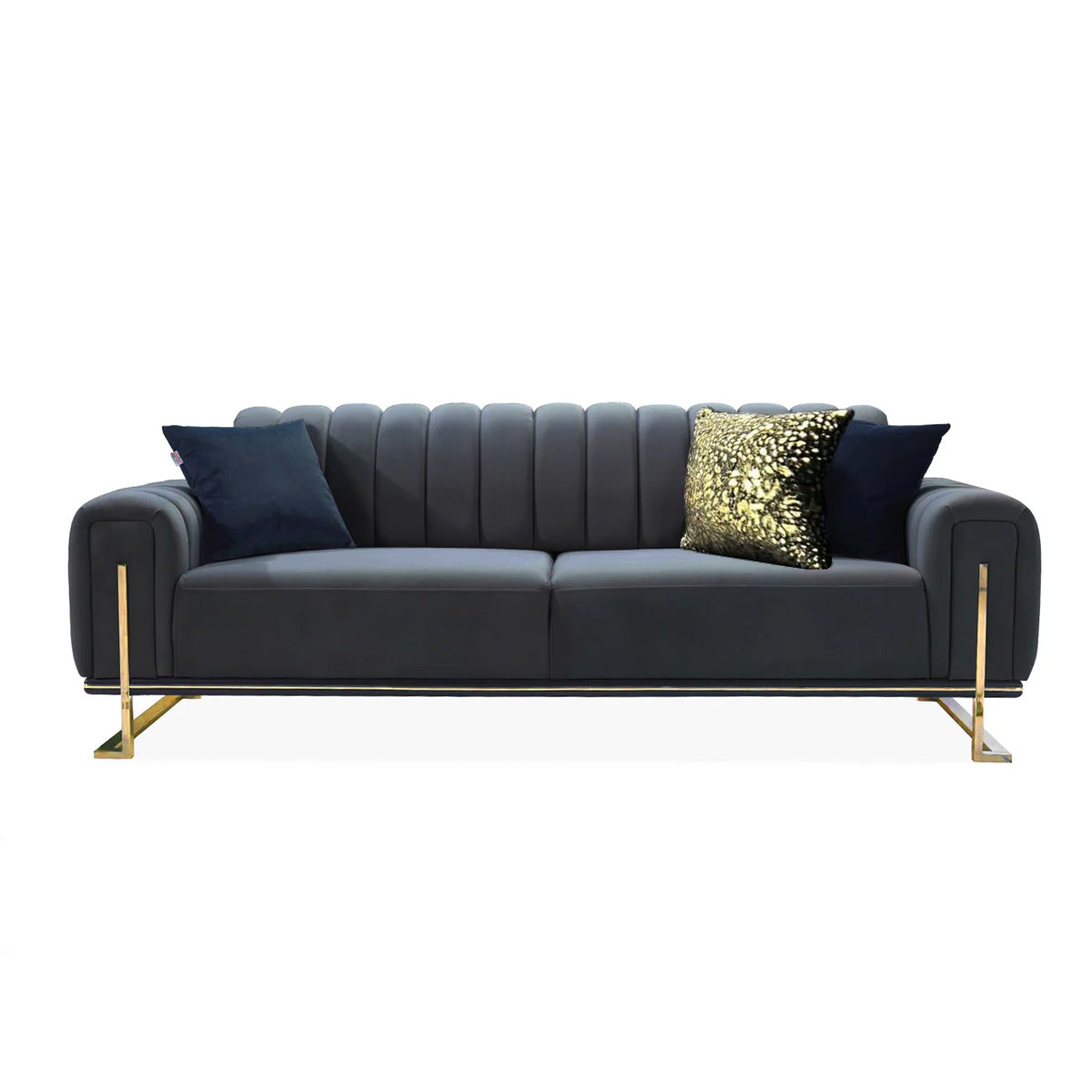 Paris Luxury Black & Gold 3+2 Velvet Sofa