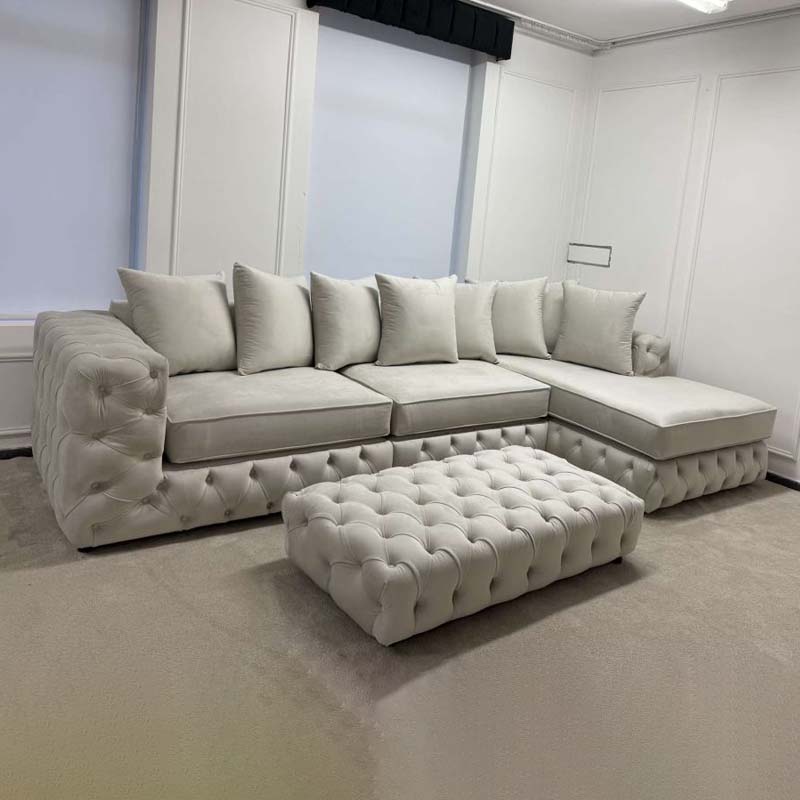 Roma Chaise End Velvet Sofa Set