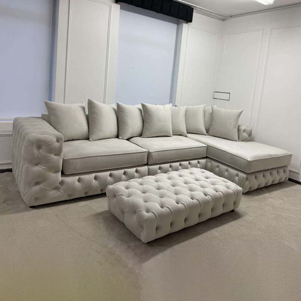 Roma Chaise End Velvet Sofa Set