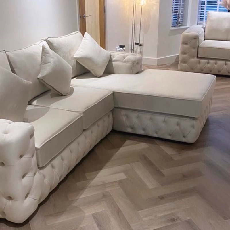 Roma Chaise End Velvet Sofa Set