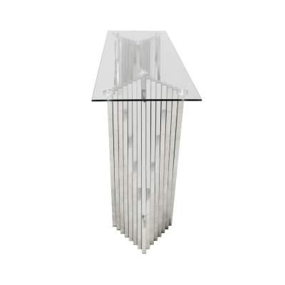 Lucille Stainless Steel Console Table with Clear Glass