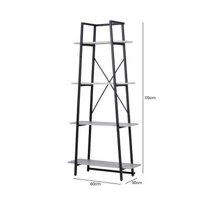170cm 4-Tier Black and Grey Display Unit