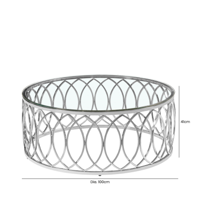 Willow Chrome Metal and Glass Coffee Table