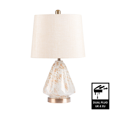 60cm White Glass with Brown Droplets Table Lamp