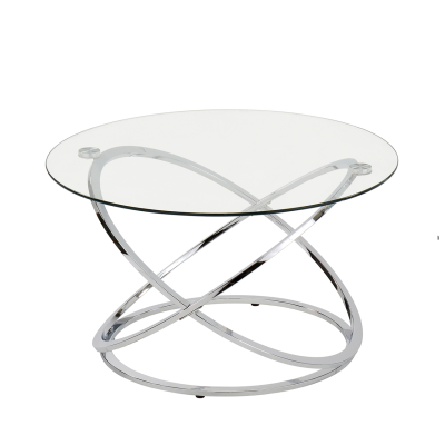 Rizzo Chrome Coffee Table Glass Top