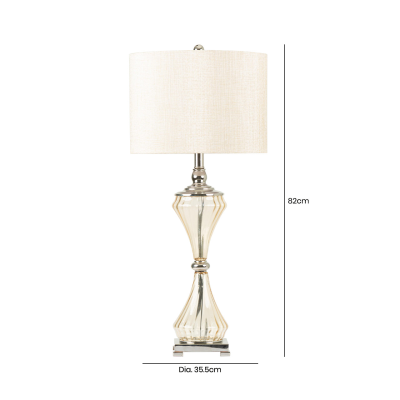 82cm Clear Table Lamp with Cream Linen Shade