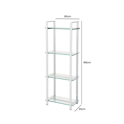 Harry 160cm Chrome and Glass 3 Tier Display Unit