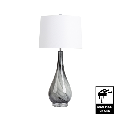 76cm Black and White Glass Table Lamp