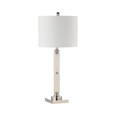 78cm Clear Alabaster Table Lamp with White Linen Shade