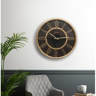 53.5cm Gold Gears Wall Clock