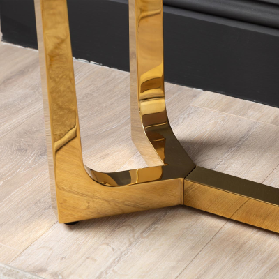 Meghan Gold Metal with White Faux Marble Top Console Table