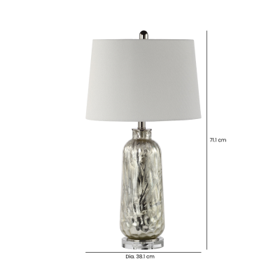 71.1cm Silver Glass Table Lamp with White Linen Shade