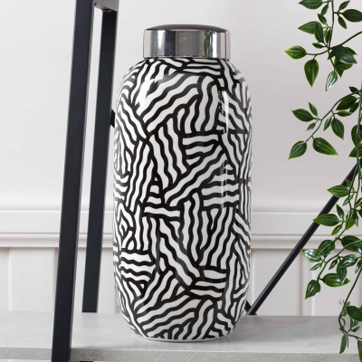 38.1cm Black and White Ginger Jar