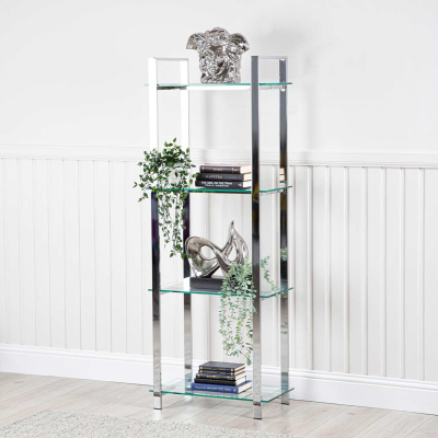 Harry 160cm Chrome and Glass 3 Tier Display Unit