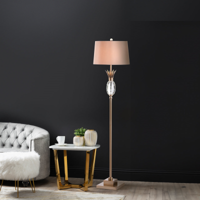 162.5cm Pineapple Glass and Taupe Faux Silk Shade Floor Lamp