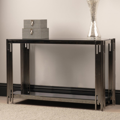 Prague Black Mirrored Console Table