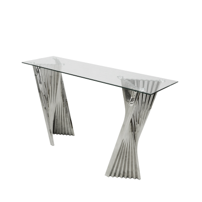 Lucille Stainless Steel Console Table with Clear Glass