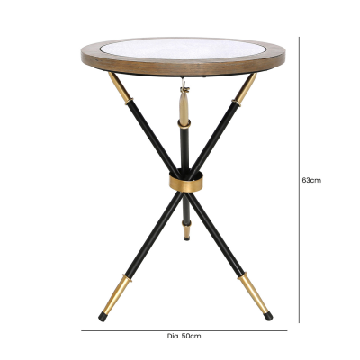 Oralie Black And Gold Metal End Table And Mirror Top