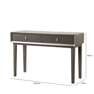 Amelie Smoke Grey Elm 2 Drawer Console Table