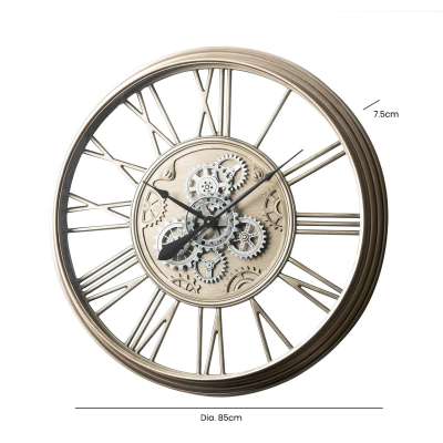 85cm Antique Silver Gear Wall Clock