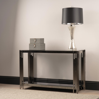 Prague Black Mirrored Console Table
