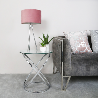Rizzo Chrome End Table Glass Top