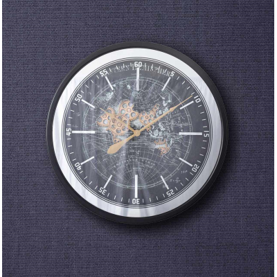 80cm Black and Gold Gear Mirror Wall Clock
