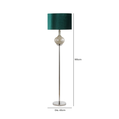 165cm White Mercury Floor Lamp with Dark Green Velvet Shade