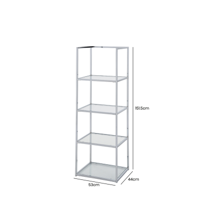 Logan 151.5cm Chrome and Glass 4 Tiered Rectangular Display Unit