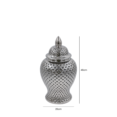 46cm Silver Ceramic Ginger Jar