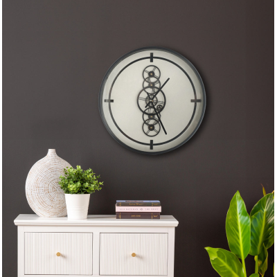 46cm Black and White Gears Wall Clock