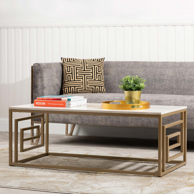 Devon Cream and Gold Sintered Stone Coffee Table