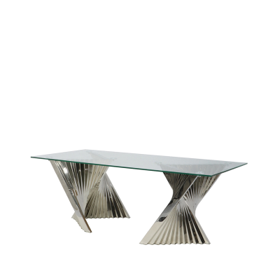 Lucille Glass and Stainless Steel Coffee Table with Clear