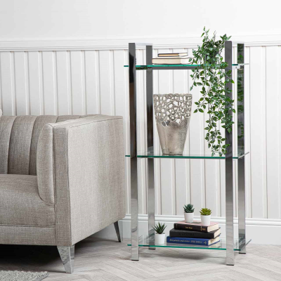 Harry 113cm Chrome and Glass 3 Tier Display Unit