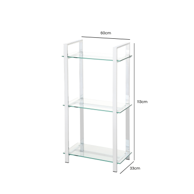 Harry 113cm Chrome and Glass 3 Tier Display Unit