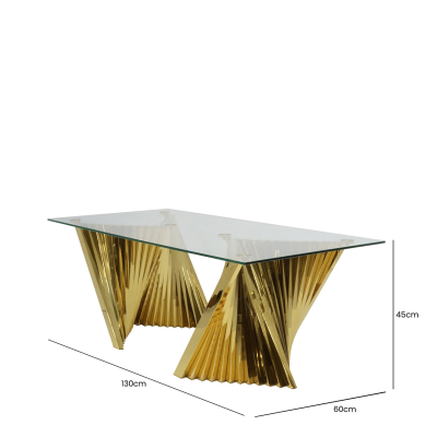 Lucille Gold Glass and Metal Coffee Table