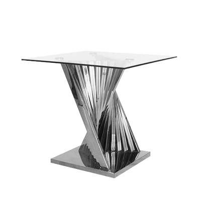 Lucille Stainless Steel End Table with Clear