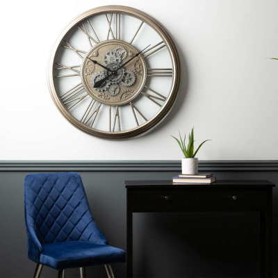 85cm Antique Silver Gear Wall Clock