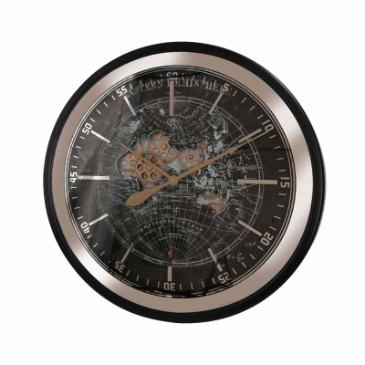 80cm Black and Gold Gear Mirror Wall Clock